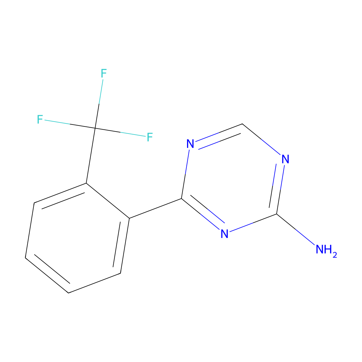 4-(2-Trifluoromethylphenyl)-1,3,5-triazin-2-amine molecular structure, CAS 1417517-83-9