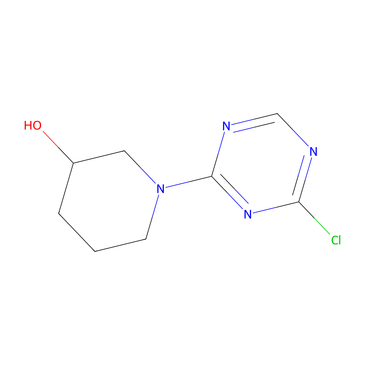 2-Chloro-4-(3-hydroxypiperidin-1-yl)-1,3,5-triazine molecular structure, CAS 1417517-88-4