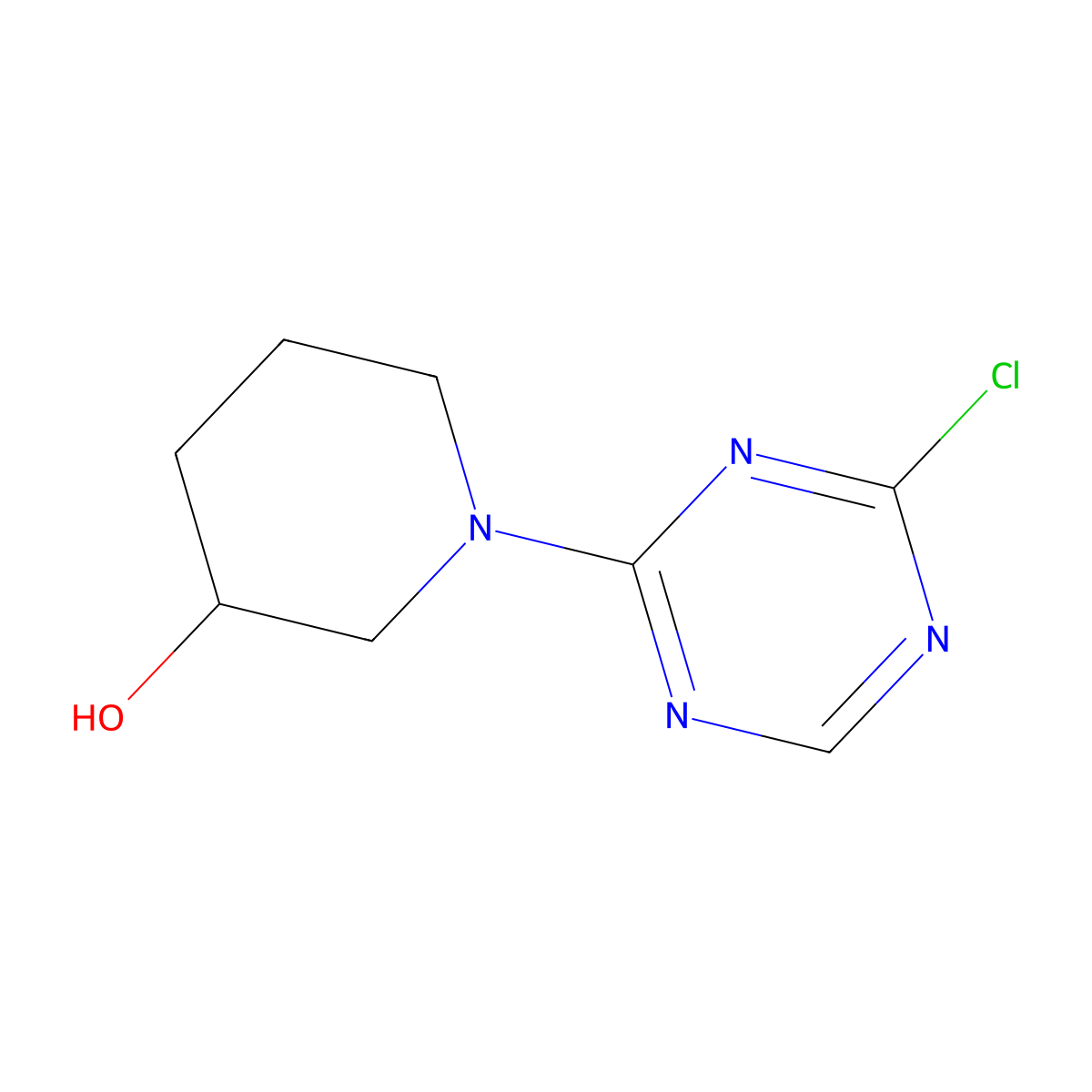 2-Chloro-4-(3-hydroxypiperidin-1-yl)-1,3,5-triazine molecular structure, CAS 1417517-88-4