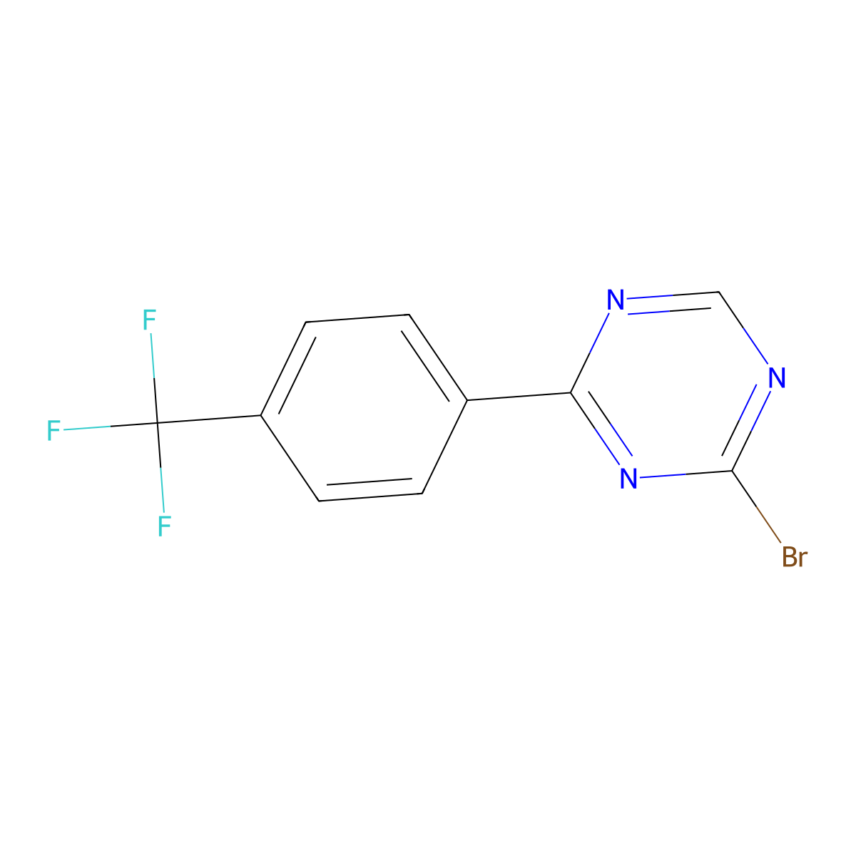 2-Bromo-4-(4-trifluoromethylphenyl)-1,3,5-triazine molecular structure, CAS 1417518-03-6