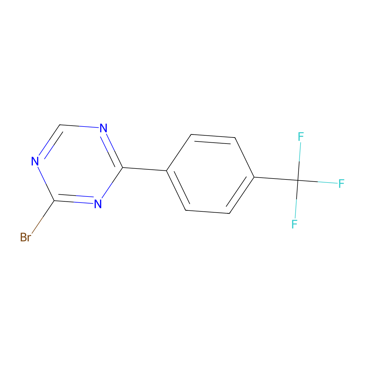2-Bromo-4-(4-trifluoromethylphenyl)-1,3,5-triazine molecular structure, CAS 1417518-03-6