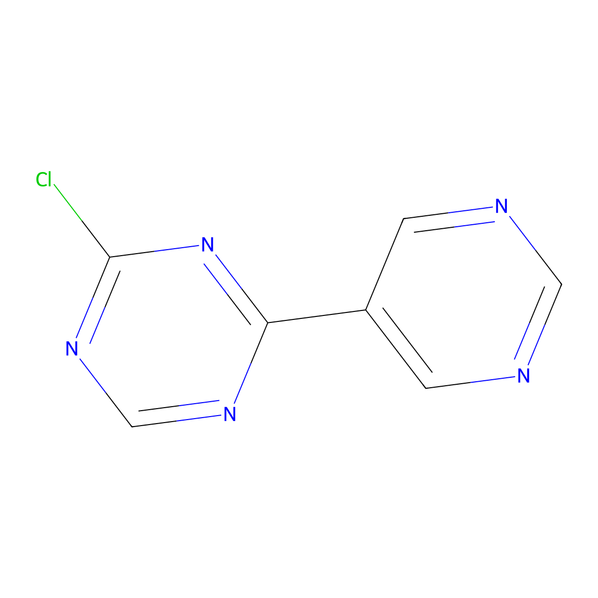 2-Chloro-4-(5-pyrimidyl)-1,3,5-triazine molecular structure, CAS 1417518-12-7