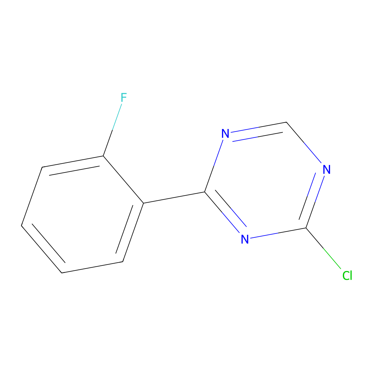 2-Chloro-4-(2-fluorophenyl)-1,3,5-triazine molecular structure, CAS 1417518-16-1