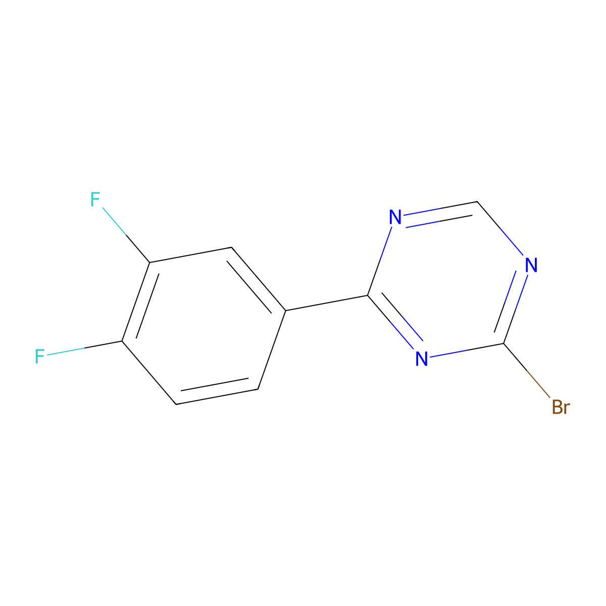 2-Bromo-4-(3,4-difluorophenyl)-1,3,5-triazine molecular structure, CAS 1417518-22-9