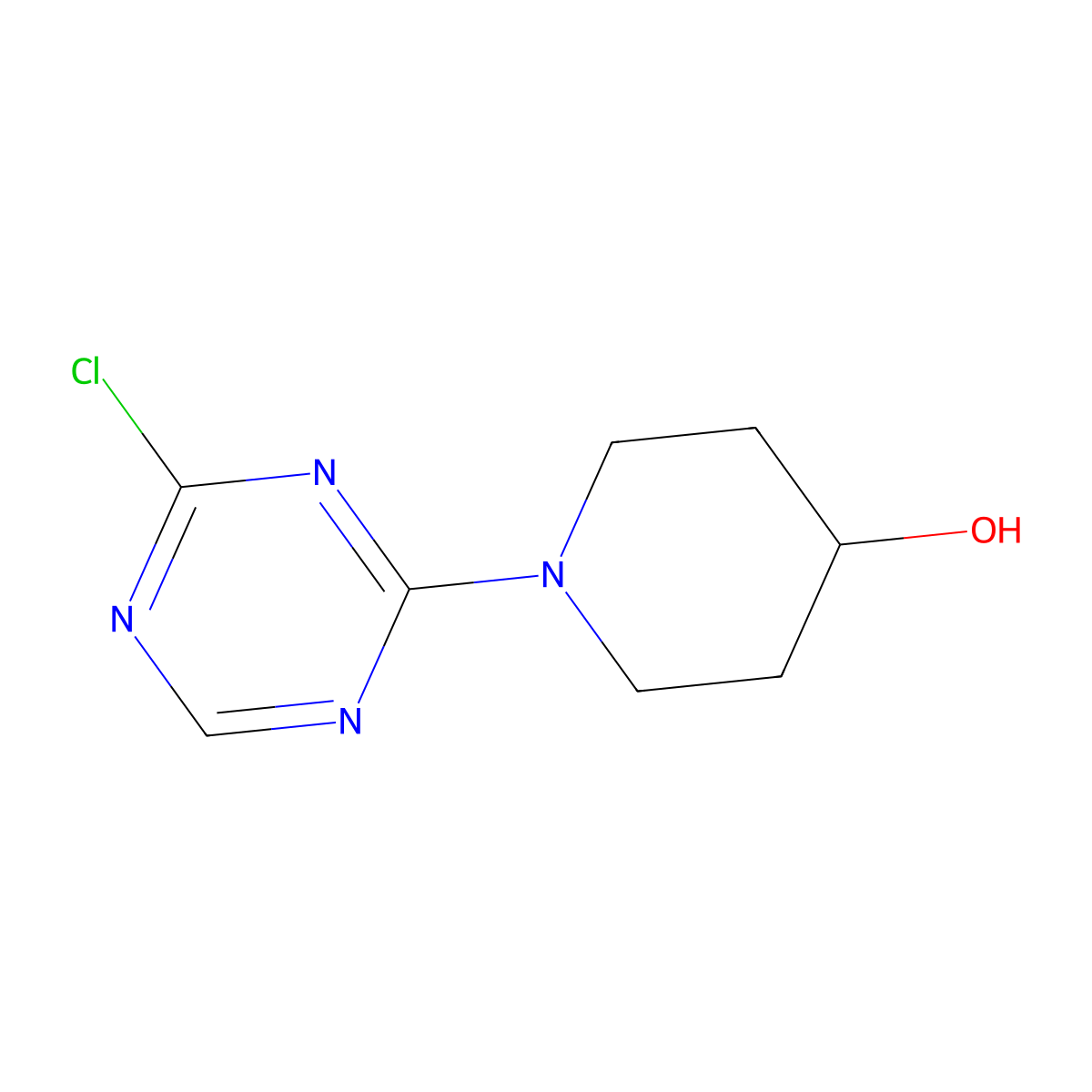 2-Chloro-4-(4-hydroxypiperidin-1-yl)-1,3,5-triazine molecular structure, CAS 1417518-26-3