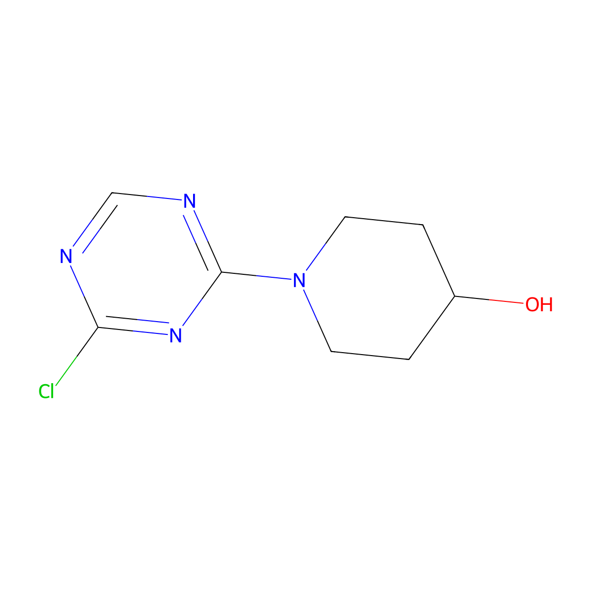 2-Chloro-4-(4-hydroxypiperidin-1-yl)-1,3,5-triazine molecular structure, CAS 1417518-26-3