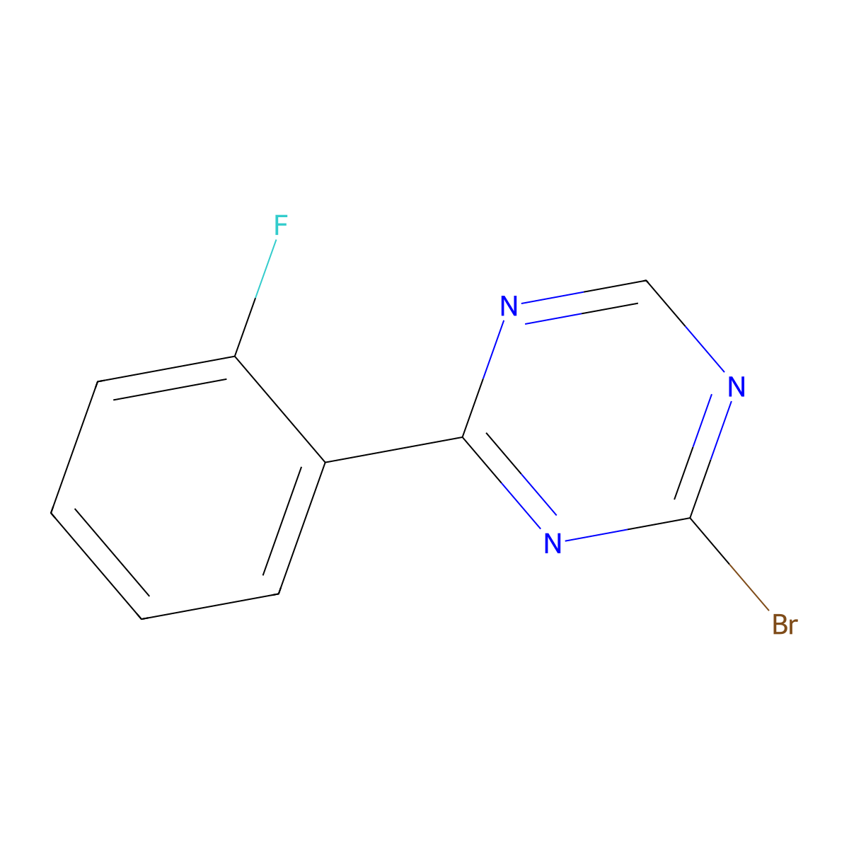 2-Bromo-4-(2-fluorophenyl)-1,3,5-triazine molecular structure, CAS 1417518-68-3
