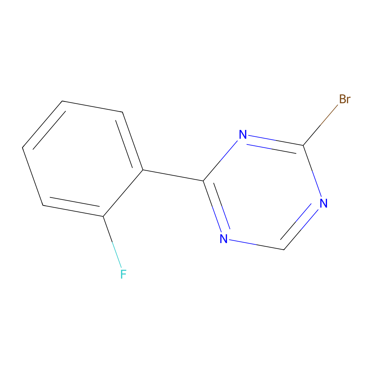 2-Bromo-4-(2-fluorophenyl)-1,3,5-triazine molecular structure, CAS 1417518-68-3