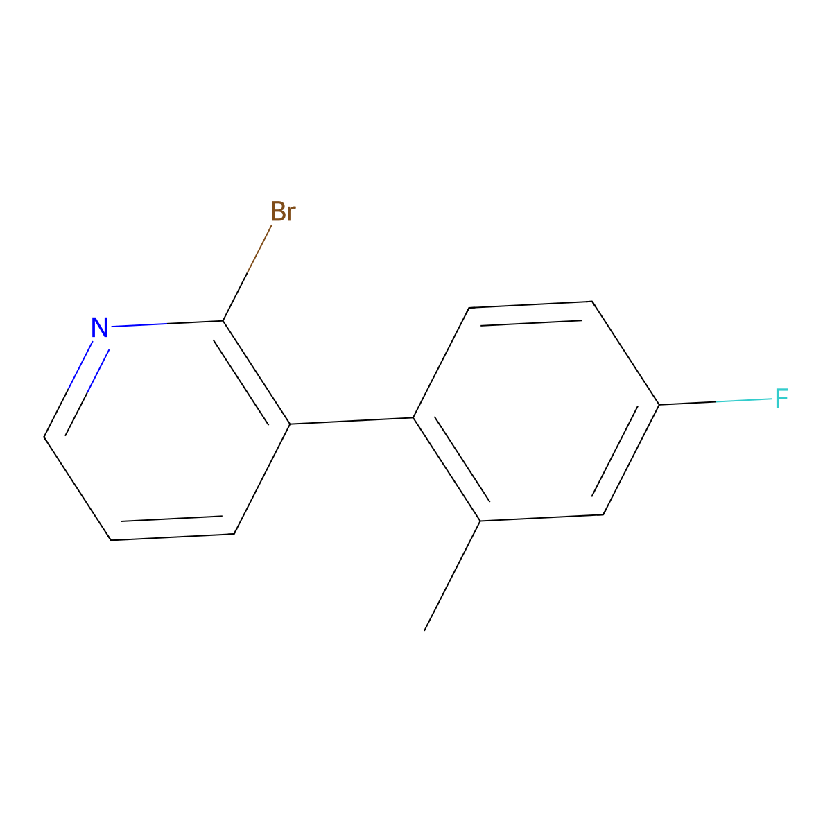 2-Bromo-3-(2-methyl-4-fluorophenyl)pyridine molecular structure, CAS 1417518-88-7