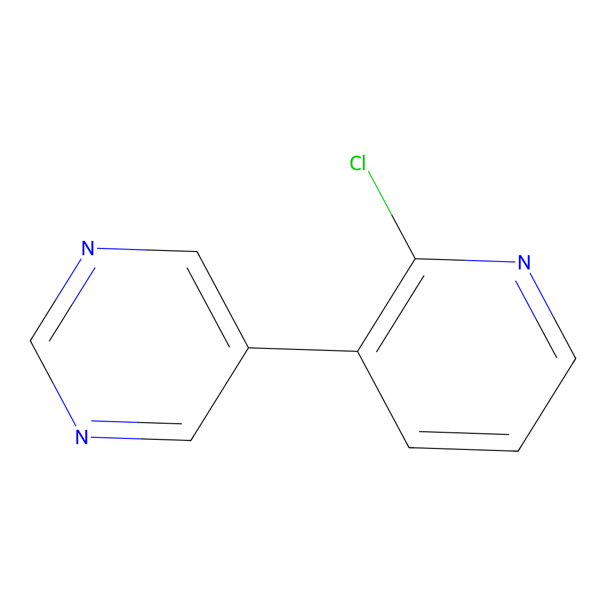 2-Chloro-3-(pyrimidin-5-yl)pyridine molecular structure, CAS 1417518-91-2