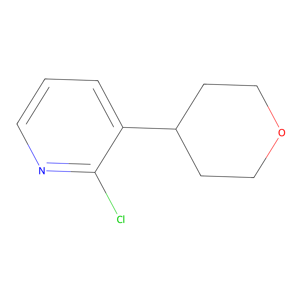 2-Chloro-3-(oxan-4-yl)pyridine molecular structure, CAS 1417518-93-4