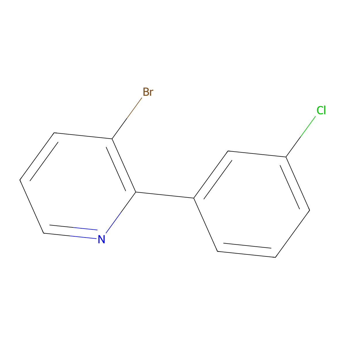3-Bromo-2-(3-chlorophenyl)pyridine molecular structure, CAS 1417519-07-3