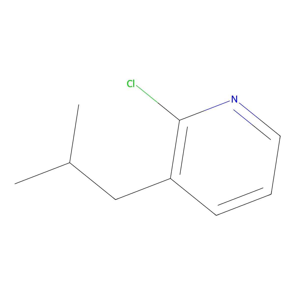 2-Chloro-3-isobutylpyridine molecular structure, CAS 1417519-12-0