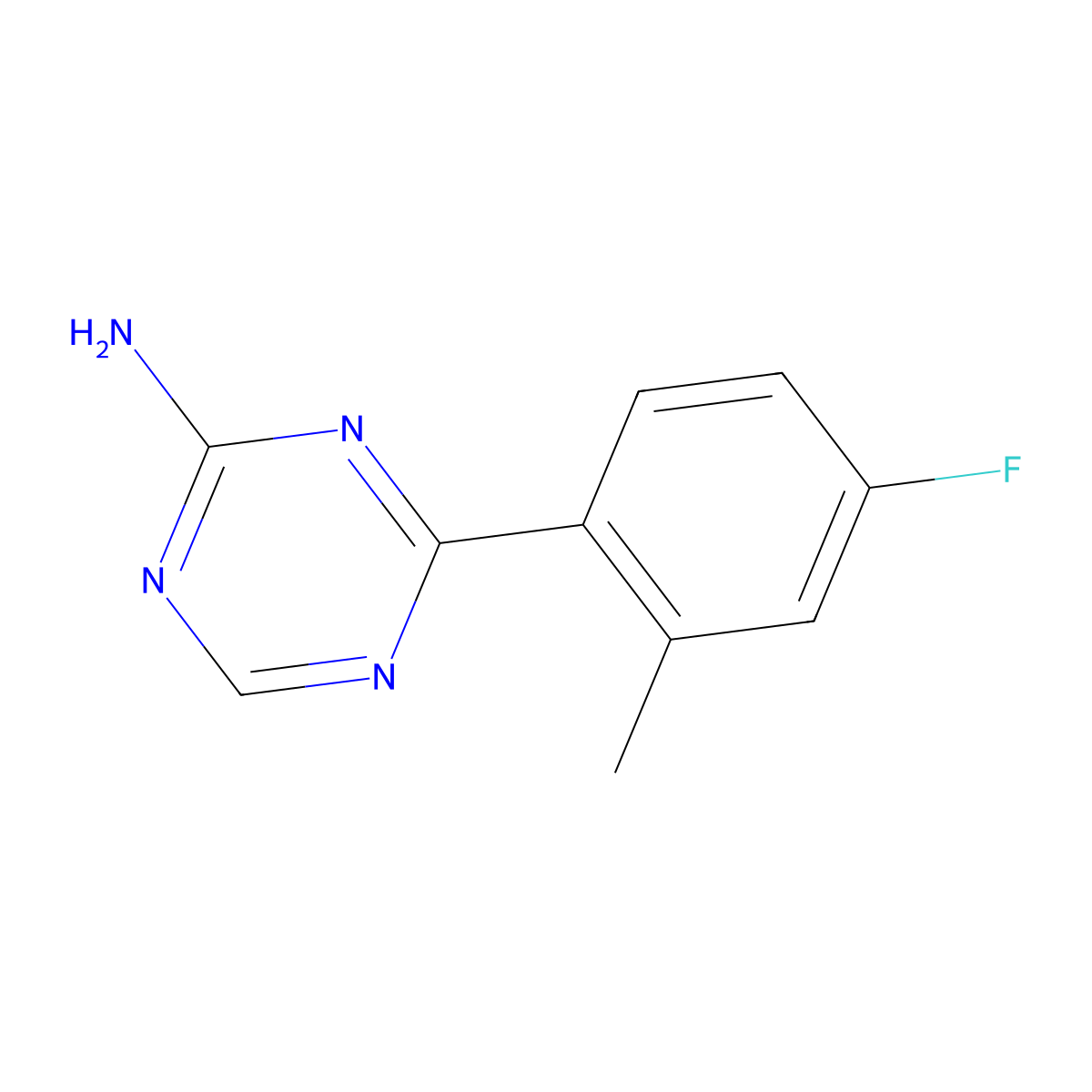 4-(2-Methyl-4-fluorophenyl)-1,3,5-triazin-2-amine molecular structure, CAS 1417519-23-3