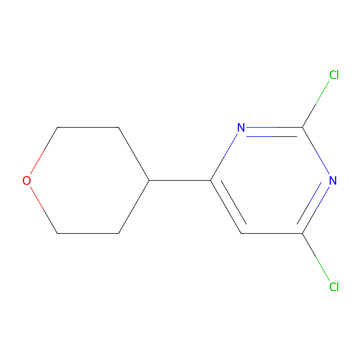 2,4-Dichloro-6-(tetrahydro-2H-pyran-4-yl)pyrimidine molecular structure, CAS 1417519-39-1