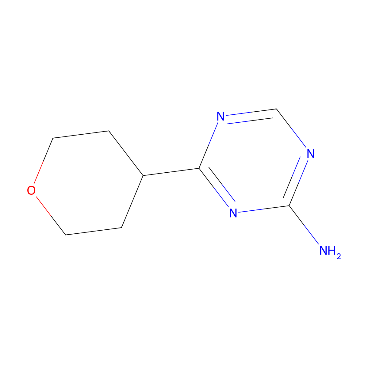 4-(4-Tetrahydropyranyl)-1,3,5-triazin-2-amine molecular structure, CAS 1417519-51-7