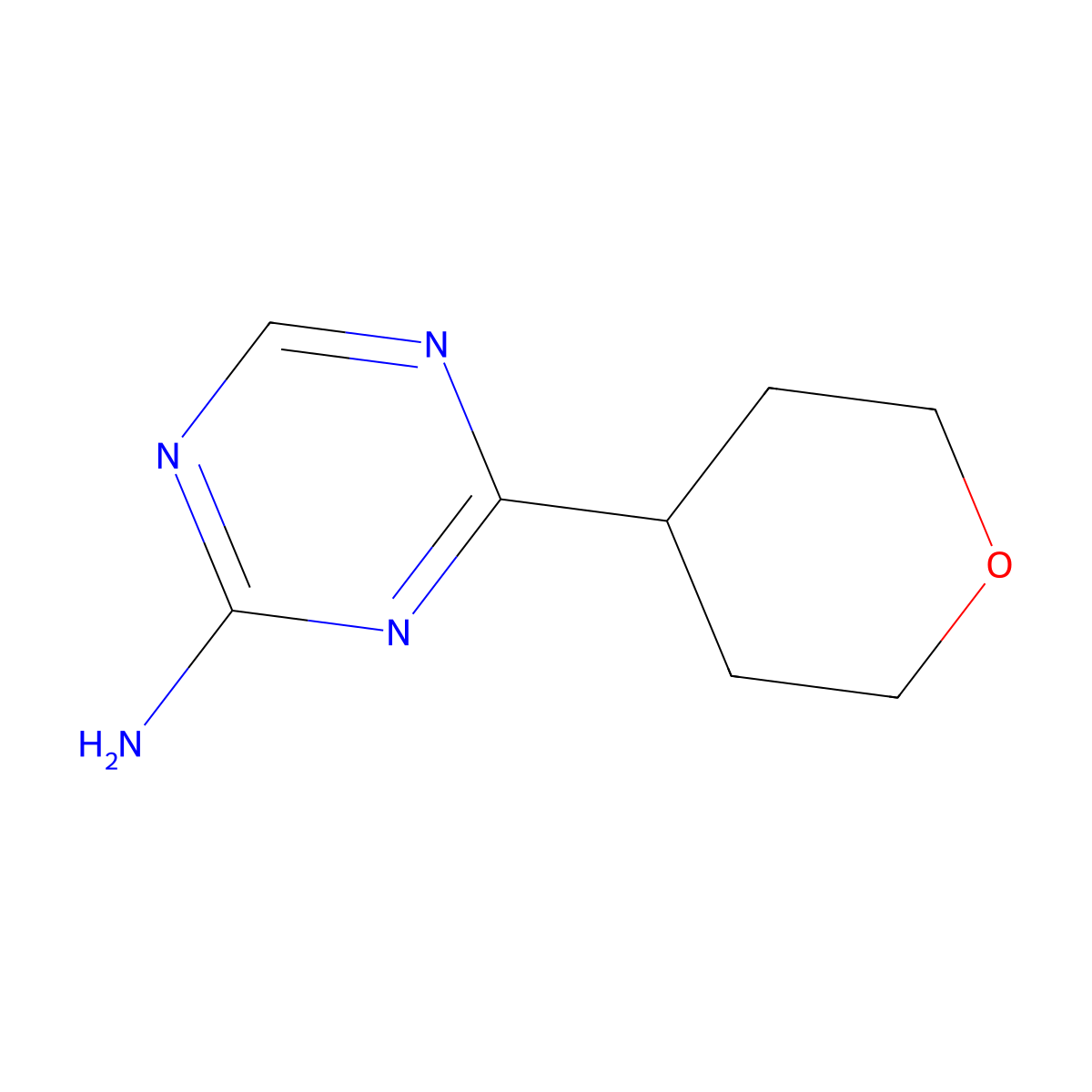 4-(4-Tetrahydropyranyl)-1,3,5-triazin-2-amine molecular structure, CAS 1417519-51-7