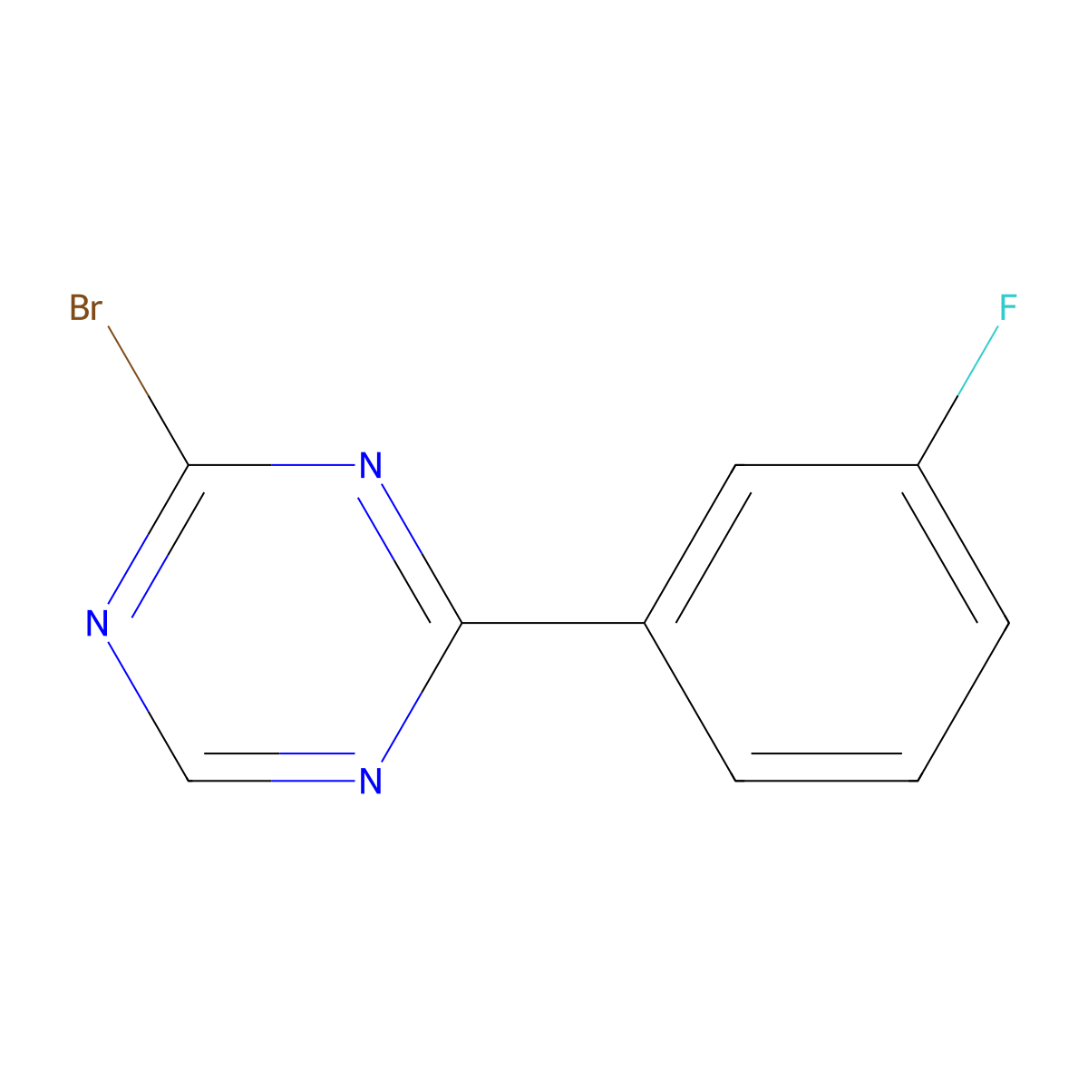 2-Bromo-4-(3-fluorophenyl)-1,3,5-triazine molecular structure, CAS 1417519-58-4