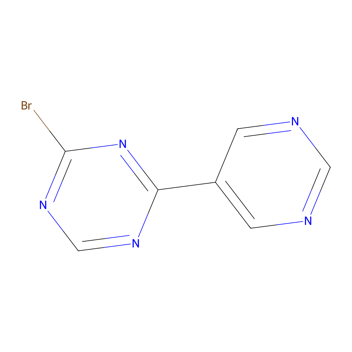 2-Bromo-4-(5-pyrimidyl)-1,3,5-triazine molecular structure, CAS 1417519-65-3