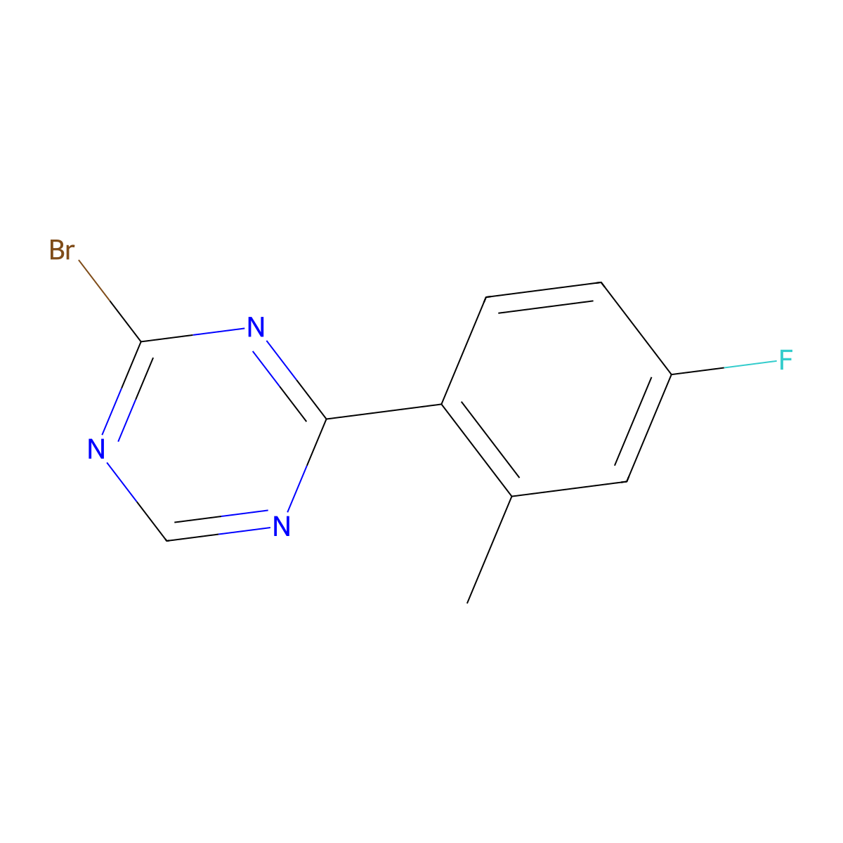 2-Bromo-4-(2-methyl-4-fluorophenyl)-1,3,5-triazine molecular structure, CAS 1417519-67-5