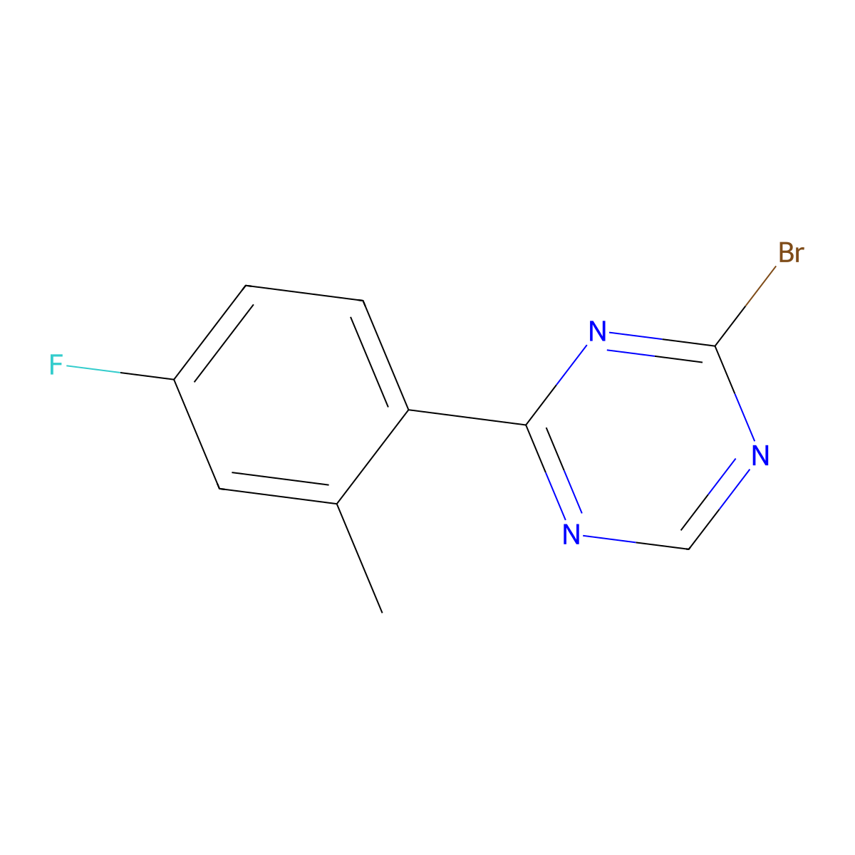 2-Bromo-4-(2-methyl-4-fluorophenyl)-1,3,5-triazine molecular structure, CAS 1417519-67-5