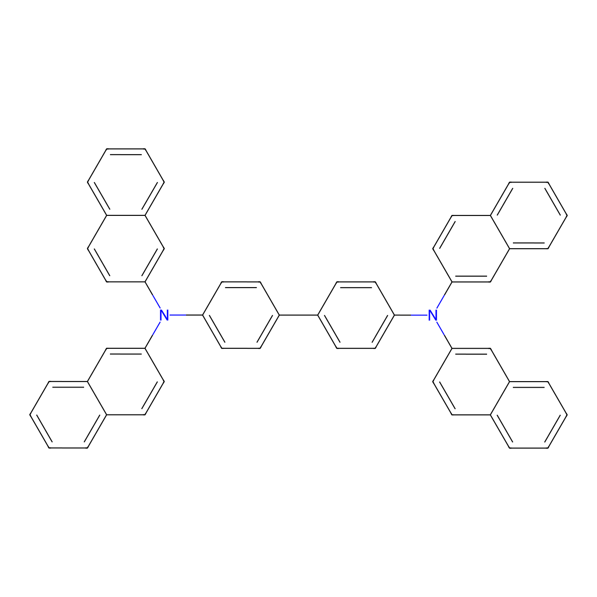 N4,N4,N4',N4'-Tetra(naphthalen-2-yl)-[1,1'-biphenyl]-4,4'-diamine molecular structure, CAS 141752-82-1