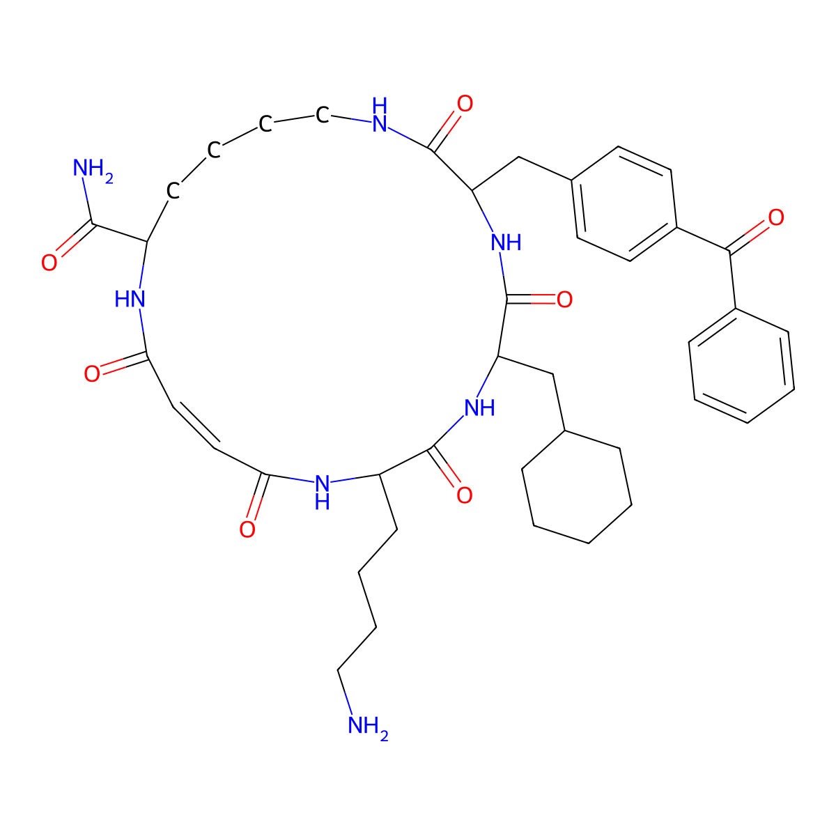 (3R,6S,9S,12E,16S)-9-(4-Aminobutyl)-3-[(4-benzoylphenyl)methyl]-6-(cyclohexylmethyl)-2,5,8,11,14-pentaoxo-1,4,7,10,15-pentaazacycloeicos-12-ene-16-carboxamide molecular structure, CAS 1417537-93-9