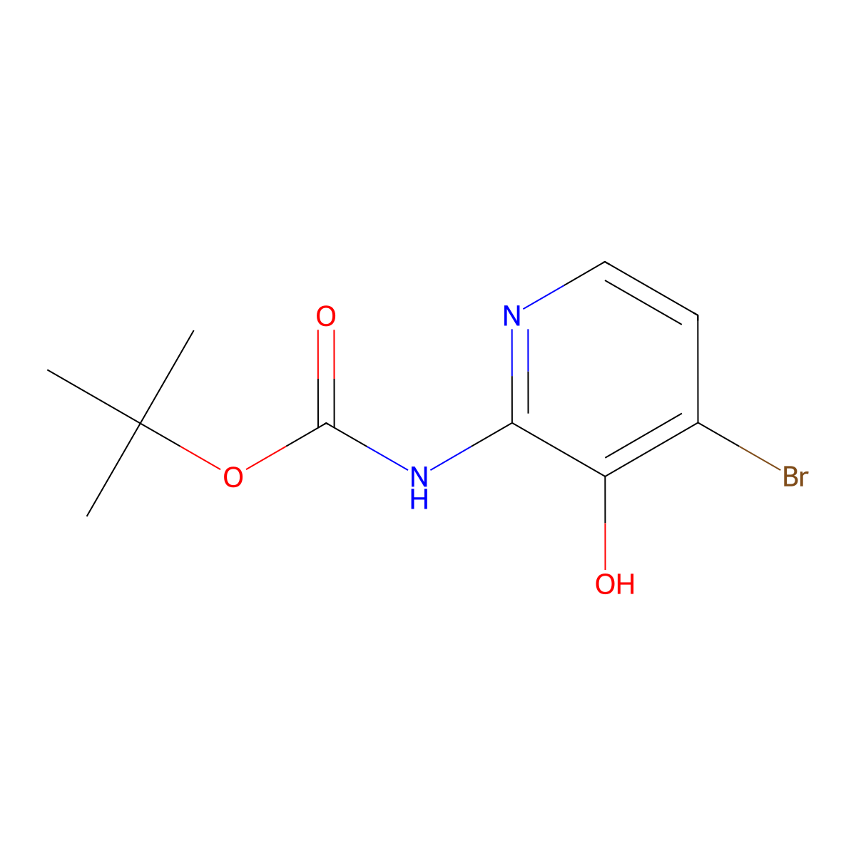 tert-butyl N-(4-bromo-3-hydroxypyridin-2-yl)carbamate molecular structure, CAS 1417538-70-5