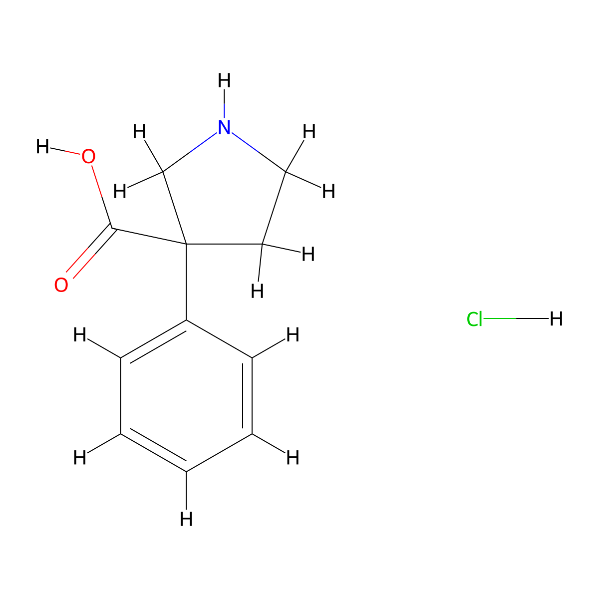 3-Phenylpyrrolidine-3-carboxylic acid hydrochloride molecular structure, CAS 1417546-05-4