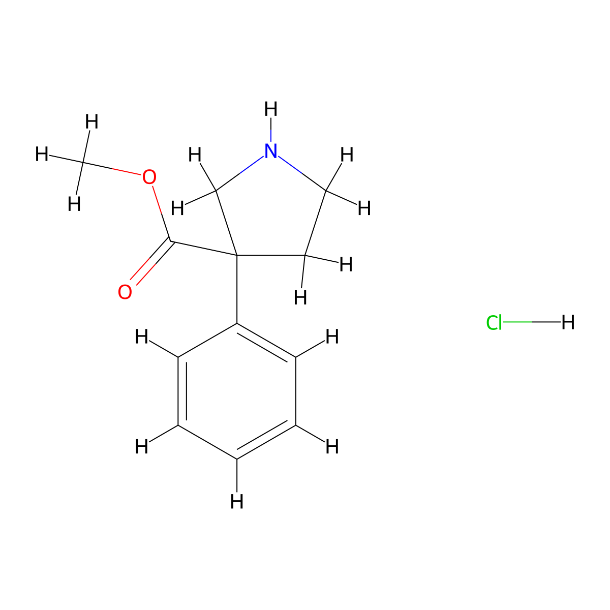 Methyl 3-phenylpyrrolidine-3-carboxylate hydrochloride molecular structure, CAS 1417546-06-5