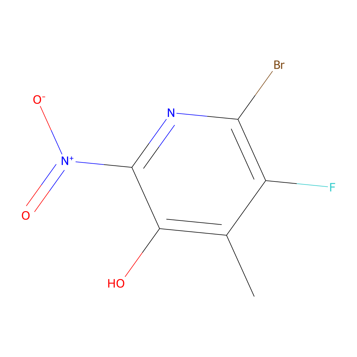 6-Bromo-5-fluoro-4-methyl-2-nitro-3-pyridinol molecular structure, CAS 1417554-26-7