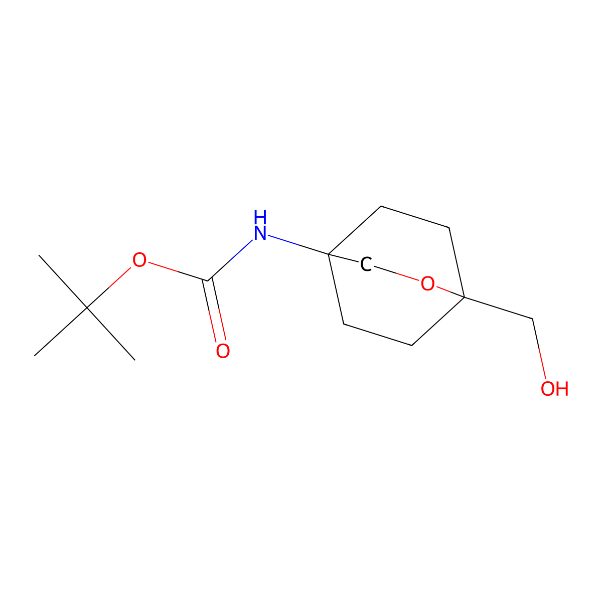 tert-butyl N-[1-(hydroxymethyl)-2-oxabicyclo[2.2.2]octan-4-yl]carbamate molecular structure, CAS 1417556-03-6
