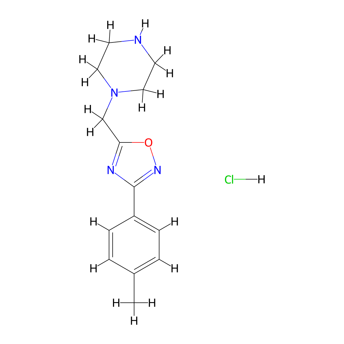 1-{[3-(4-Methylphenyl)-1,2,4-oxadiazol-5-yl]methyl}piperazine hydrochloride molecular structure, CAS 1417566-84-7