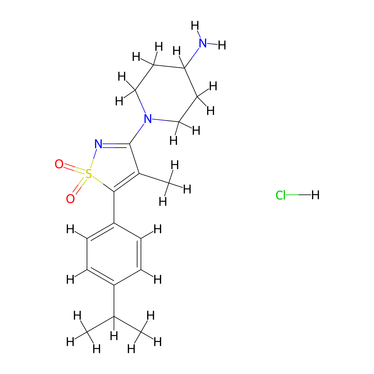 1-[5-(4-Isopropylphenyl)-4-methyl-1,1-dioxidoisothiazol-3-yl]piperidin-4-amine hydrochloride molecular structure, CAS 1417566-85-8