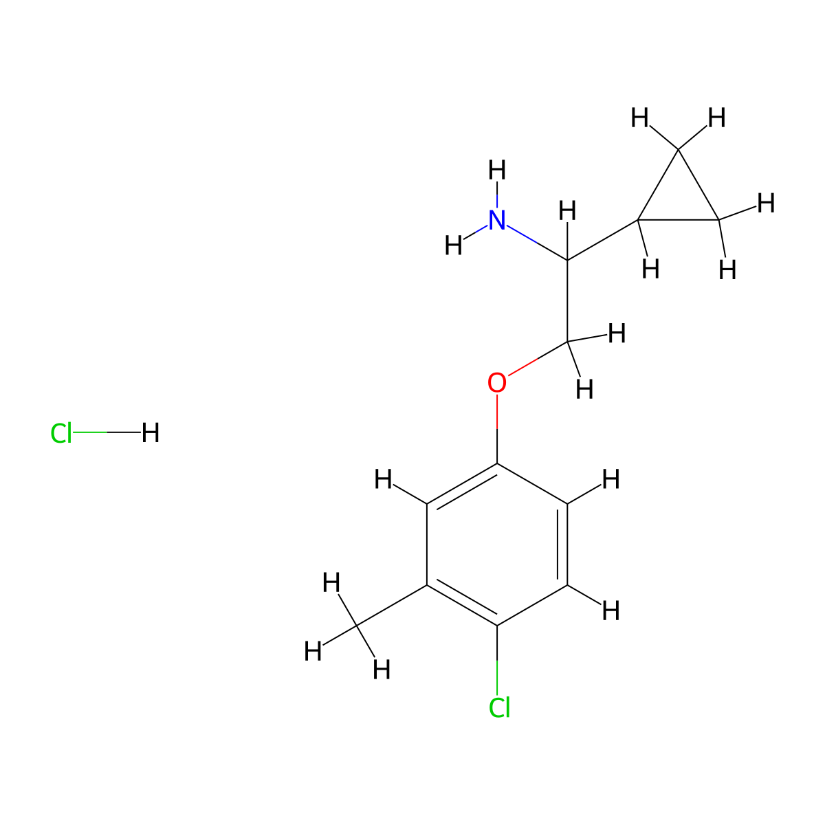 [2-(4-Chloro-3-methylphenoxy)-1-cyclopropylethyl]-amine hydrochloride molecular structure, CAS 1417566-96-1