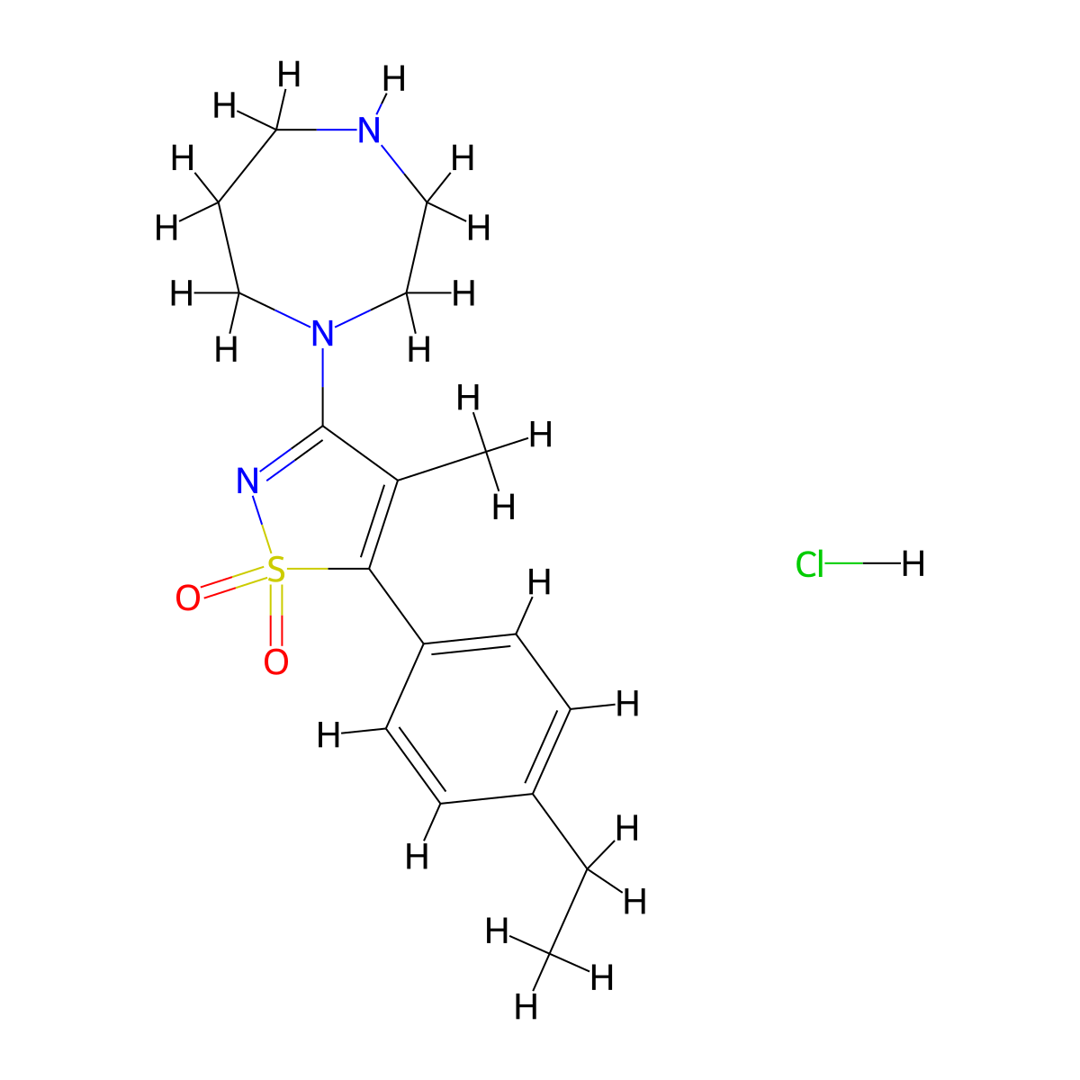 1-[5-(4-Ethylphenyl)-4-methyl-1,1-dioxidoisothiazol-3-yl]-1,4-diazepane hydrochloride molecular structure, CAS 1417567-21-5