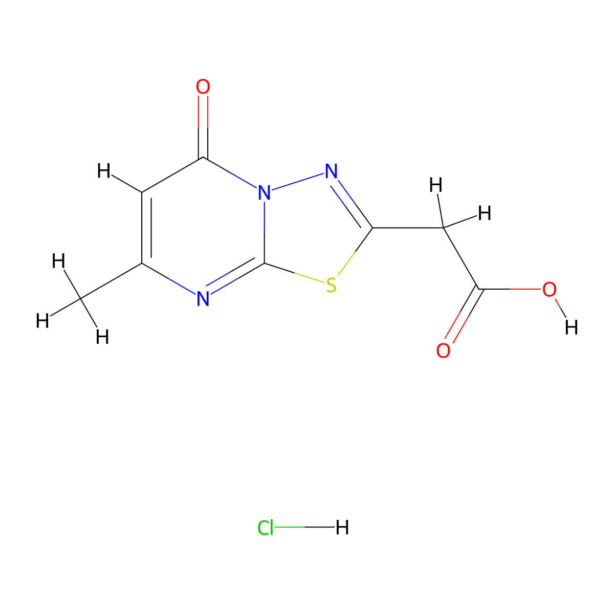 (7-Methyl-5-oxo-5H-[1,3,4]thiadiazolo[3,2-a]-pyrimidin-2-yl)acetic acid hydrochloride molecular structure, CAS 1417567-26-0
