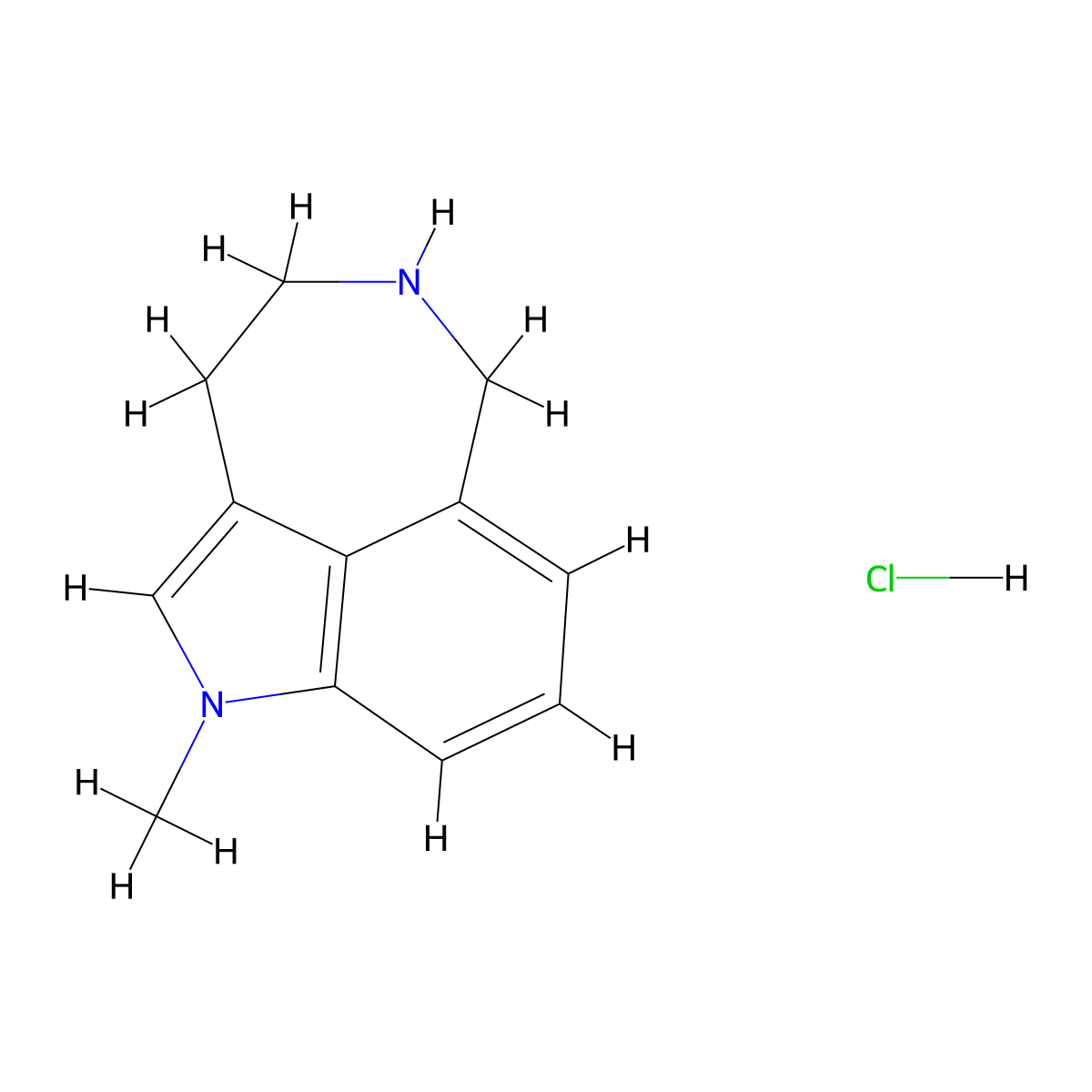 1-Methyl-3,4,5,6-tetrahydro-1H-azepino-[5,4,3-cd]indole hydrochloride molecular structure, CAS 1417567-28-2