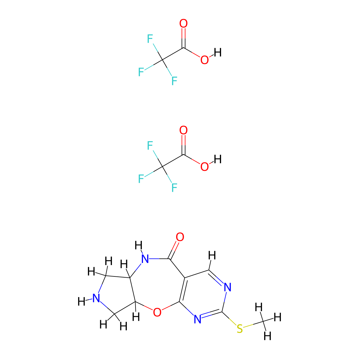 2-(Methylthio)-6,6a,7,8,9,9a-hexahydro-5H-pyrimido[5,4-f]-pyrrolo[3,4-b][1,4]oxazepin-5-one bis(trifluoroacetate) molecular structure, CAS 1417567-30-6