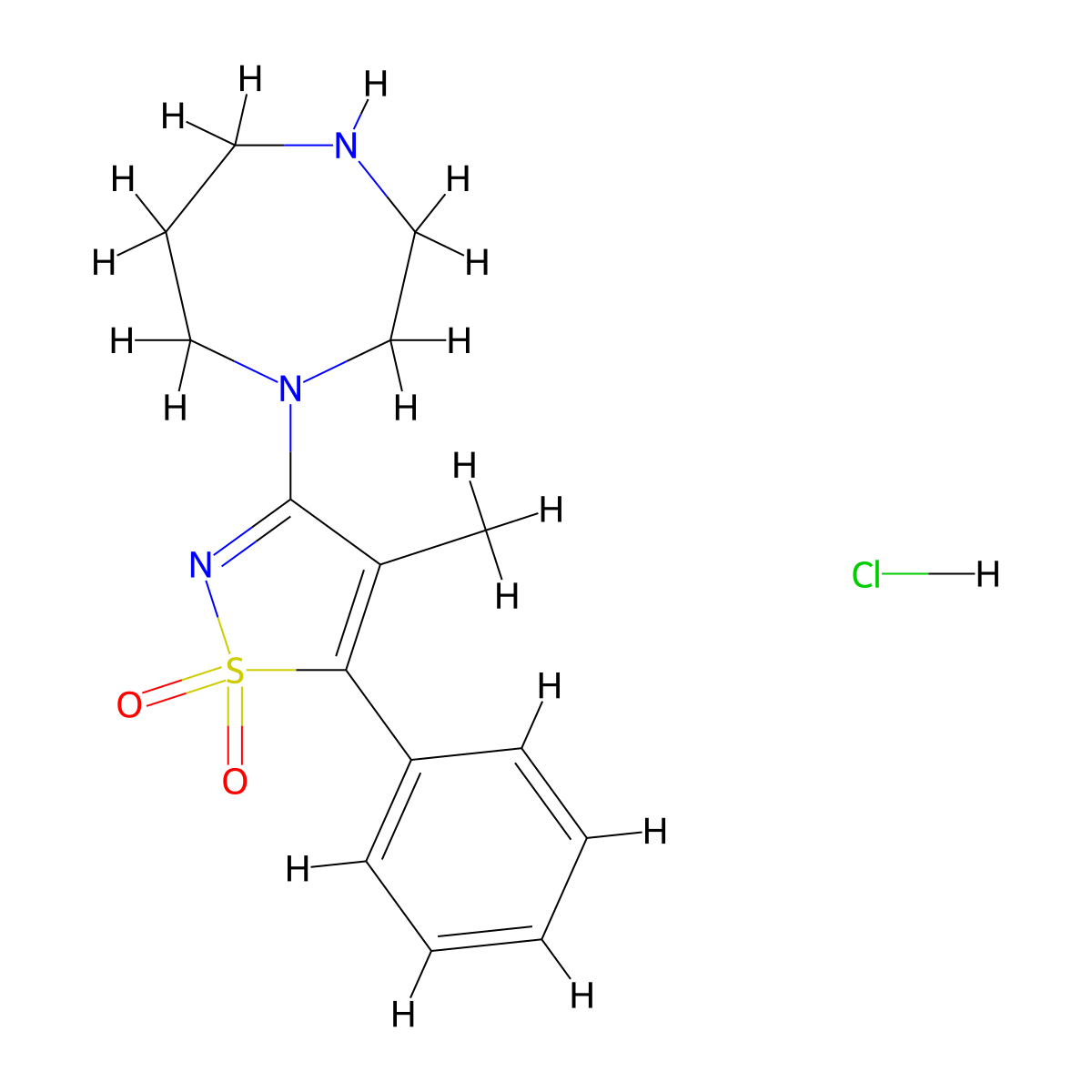 1-(4-Methyl-1,1-dioxido-5-phenylisothiazol-3-yl)-1,4-diazepane hydrochloride molecular structure, CAS 1417567-31-7