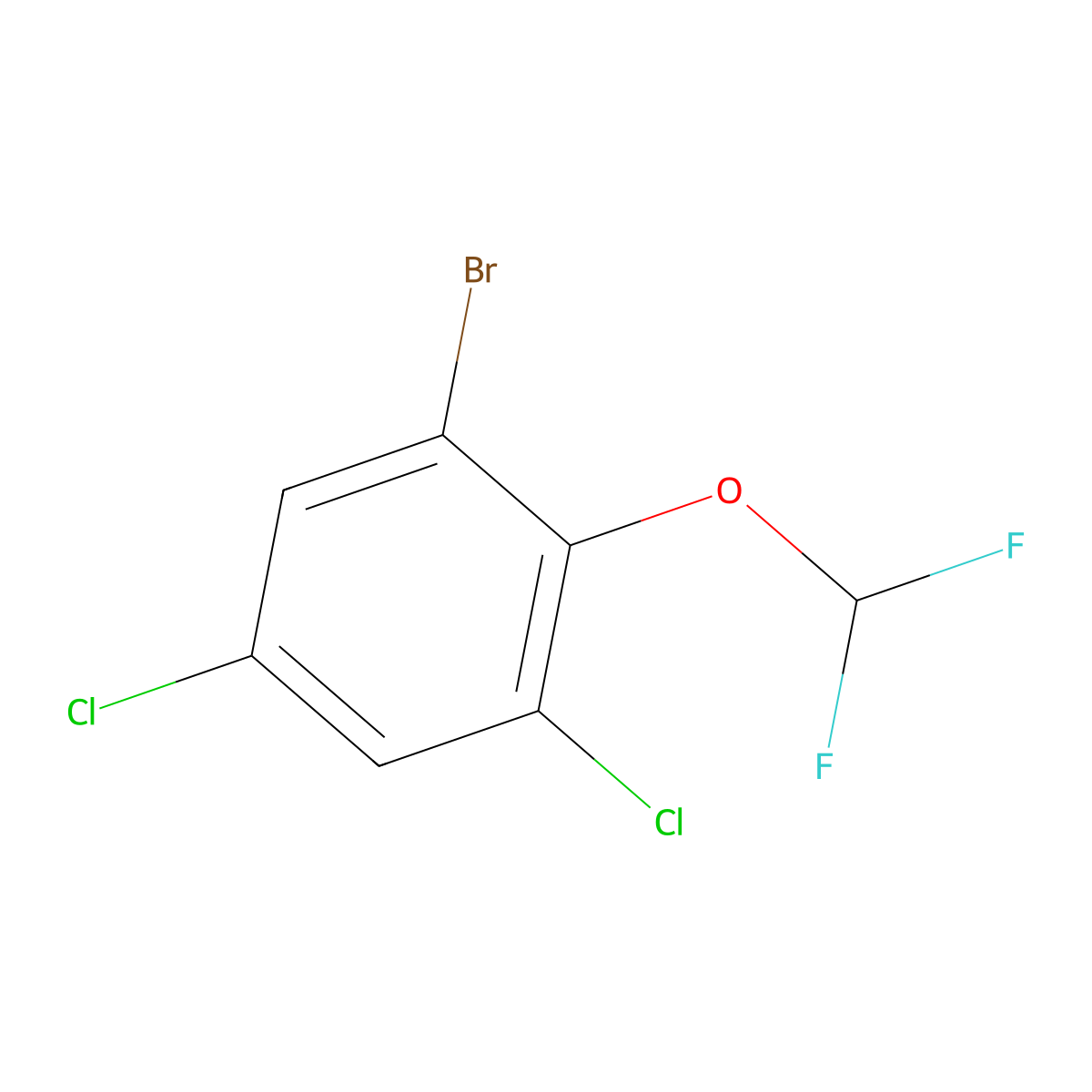1-Bromo-3,5-dichloro-2-(difluoromethoxy)benzene molecular structure, CAS 1417567-38-4