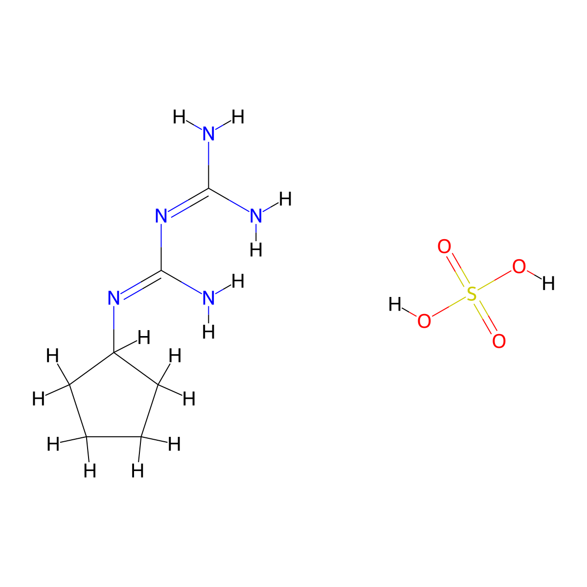 N-cyclopentylimidodicarbonimidic diamide sulfate molecular structure, CAS 1417567-45-3
