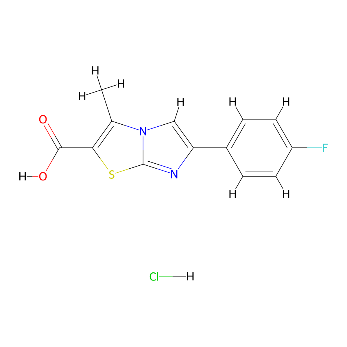 6-(4-Fluorophenyl)-3-methylimidazo[2,1-b]-[1,3]thiazole-2-carboxylic acid hydrochloride molecular structure, CAS 1417567-70-4