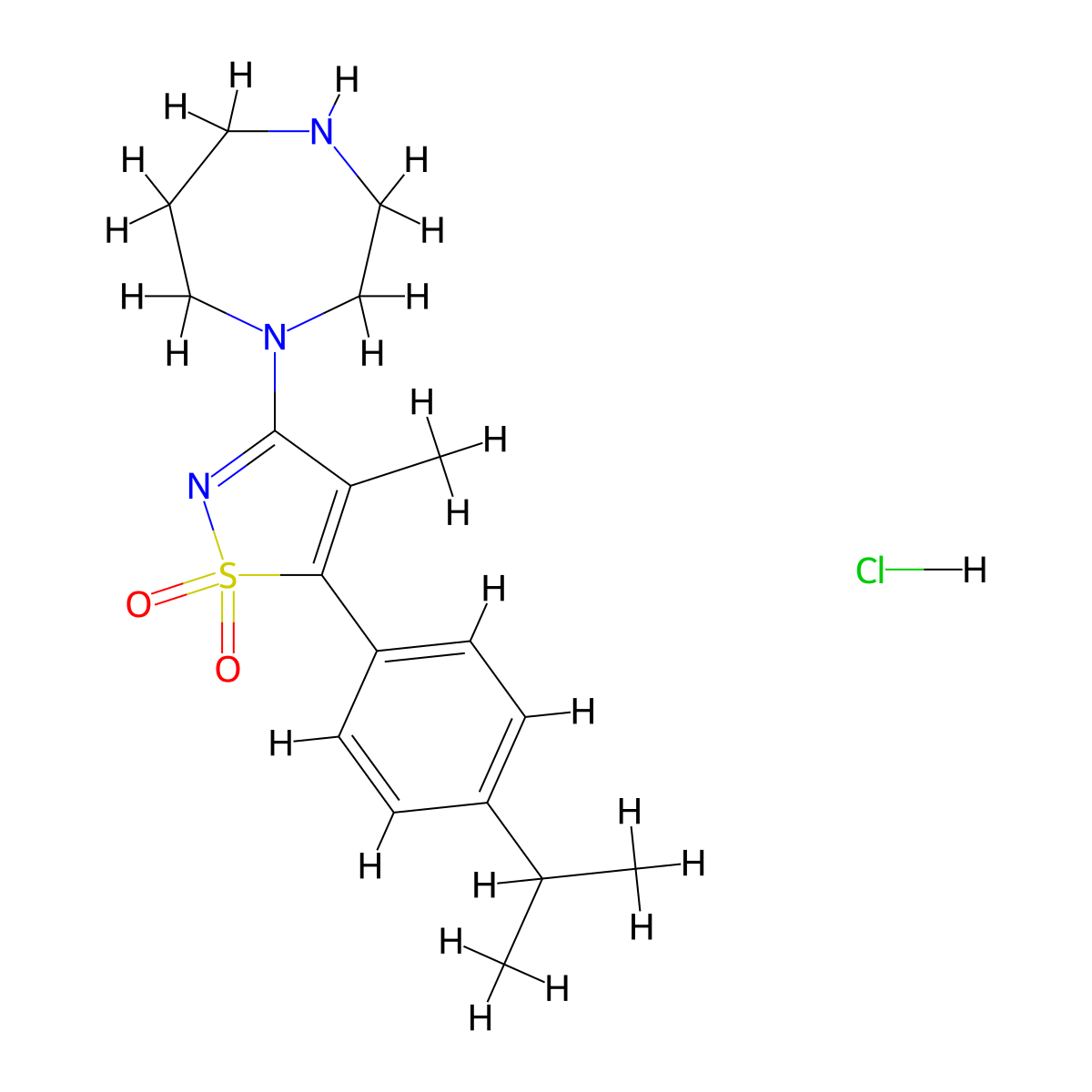 1-[5-(4-Isopropylphenyl)-4-methyl-1,1-dioxidoisothiazol-3-yl]-1,4-diazepane hydrochloride molecular structure, CAS 1417567-91-9