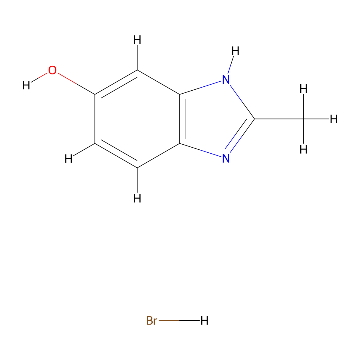 2-methyl-1H-benzimidazol-5-ol hydrobromide molecular structure, CAS 1417568-15-0