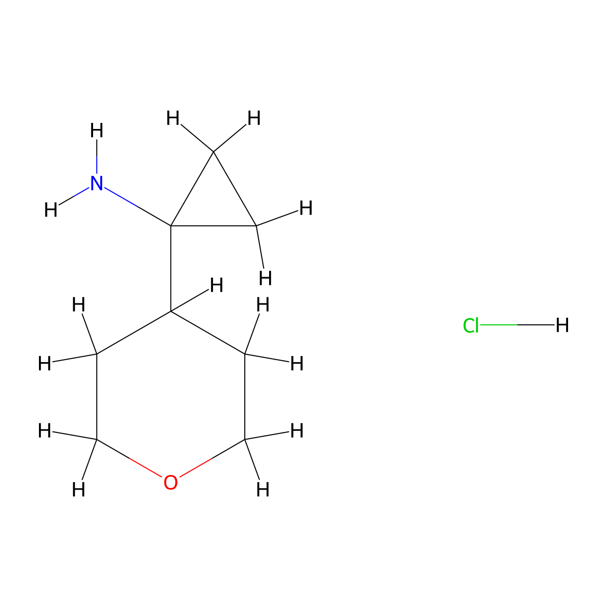1-(Oxan-4-yl)cyclopropan-1-amine hydrochloride molecular structure, CAS 1417568-40-1
