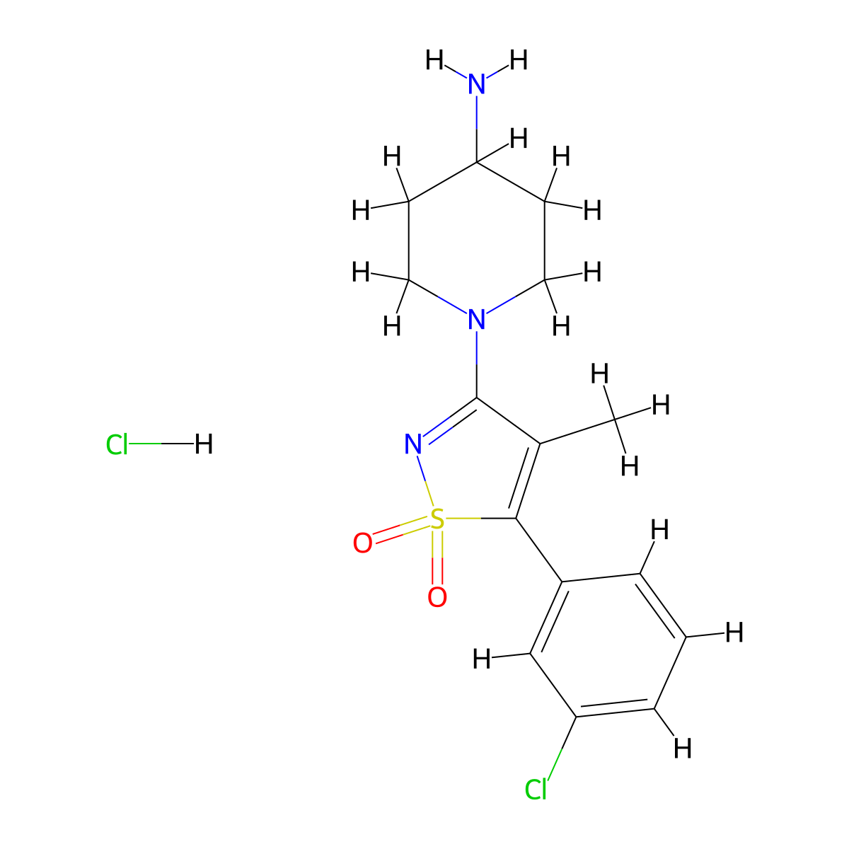 1-[5-(3-Chlorophenyl)-4-methyl-1,1-dioxidoisothiazol-3-yl]piperidin-4-amine hydrochloride molecular structure, CAS 1417568-56-9
