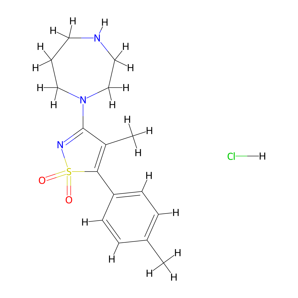 1-[4-Methyl-5-(4-methylphenyl)-1,1-dioxidoisothiazol-3-yl]-1,4-diazepane hydrochloride molecular structure, CAS 1417568-99-0
