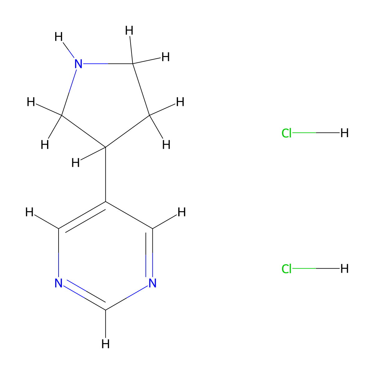 5-(Pyrrolidin-3-yl)pyrimidine dihydrochloride molecular structure, CAS 1417569-35-7