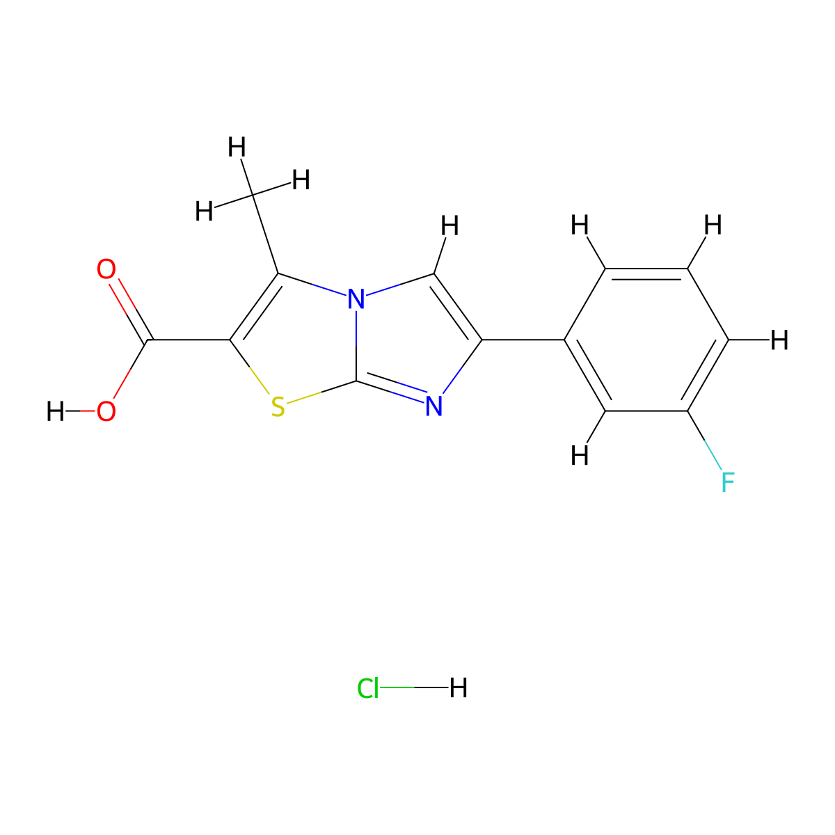 6-(3-Fluorophenyl)-3-methylimidazo[2,1-b]-[1,3]thiazole-2-carboxylic acid hydrochloride molecular structure, CAS 1417569-38-0